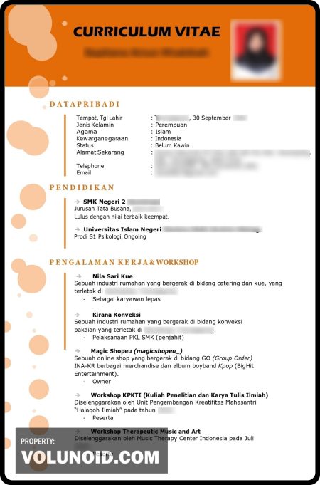 Contoh CV Curriculum Vitae 01 By Volunoid Contoh CV Curriculum Vitae 01 By Volunoid - Jenis- jenis Dokumen yang dibutuhkan untuk Mendaftar Magang