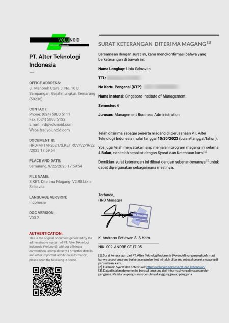 Sample Surat Keterangan diterima Magang Lixia Salsavita Volunoid Sample Surat Keterangan diterima Magang Lixia Salsavita Volunoid - Surat Keterangan diterima Magang. Wujud dan Cara Mendapatkan nya